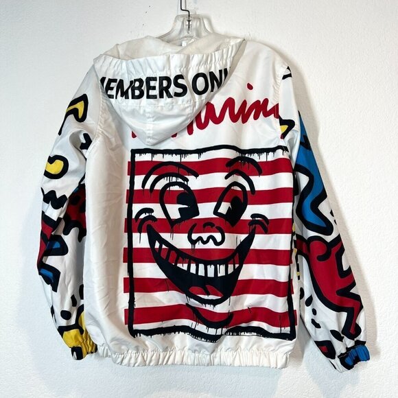 Keith Haring x Members Only Jacket White Oversized Lightweight Art Deco Small - Picture 4 of 12